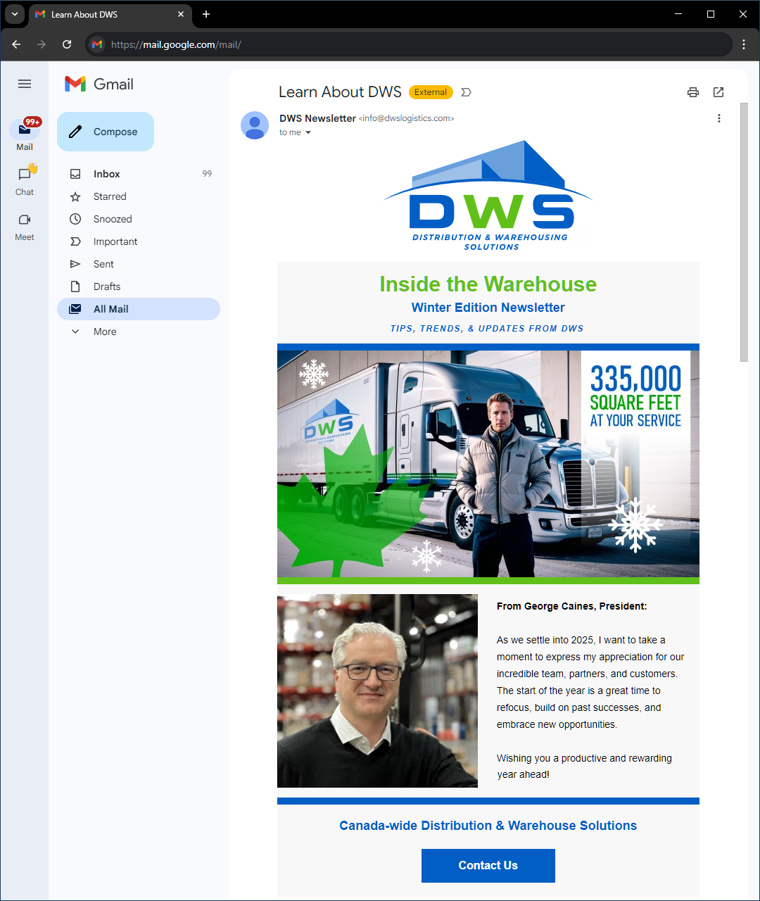 DWS Email Newsletter Example