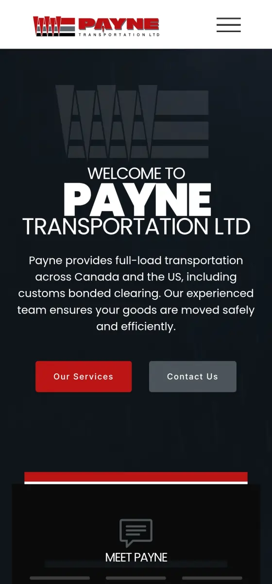 Payne Transportation Mobile Website Design